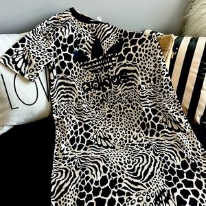 ***New*** Adidas Originals All Over Animal Print Tee Dress Sz: Small